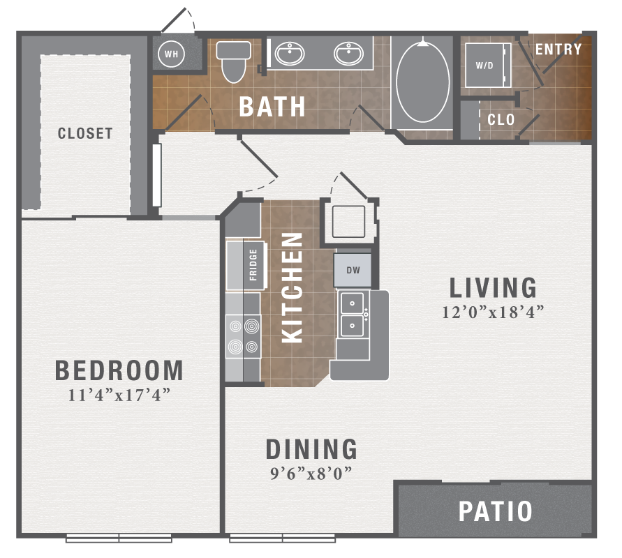 A6, 1 br, 1 ba, 883 sq. ft.