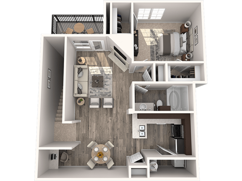 a1 floor plan  1 bedroom with 2 baths  129