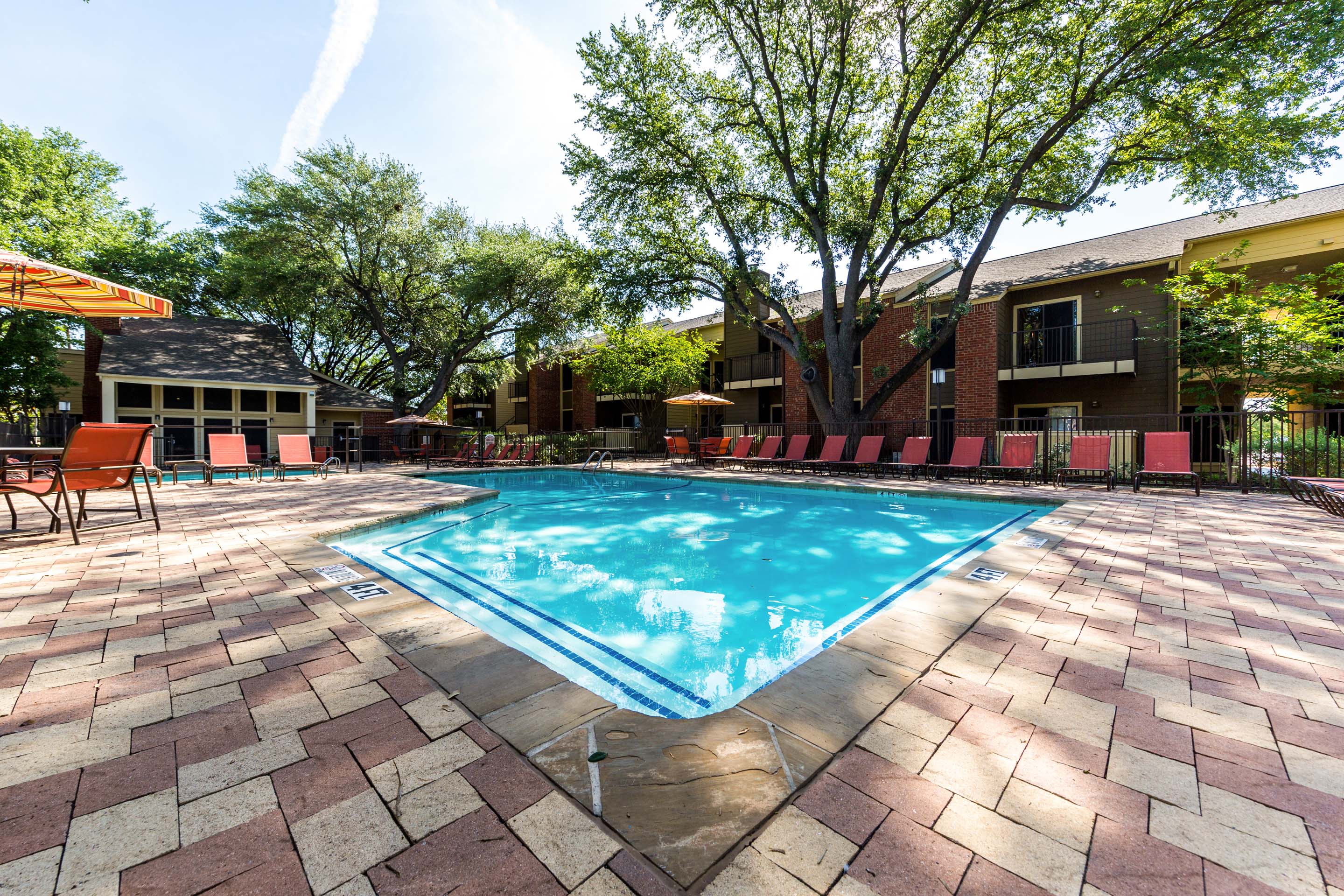 Resort pool with sun deck