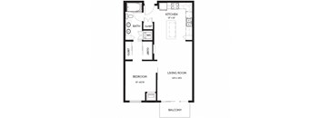 a floor plan of a house with a bedroom and a living room
