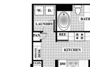 A4-Sidewinder 1 BED / 1 BATH 851 SQ.FT floor plan