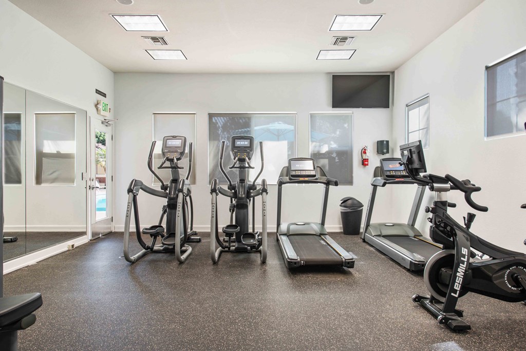 the gym is equipped with cardio equipment at our apartments