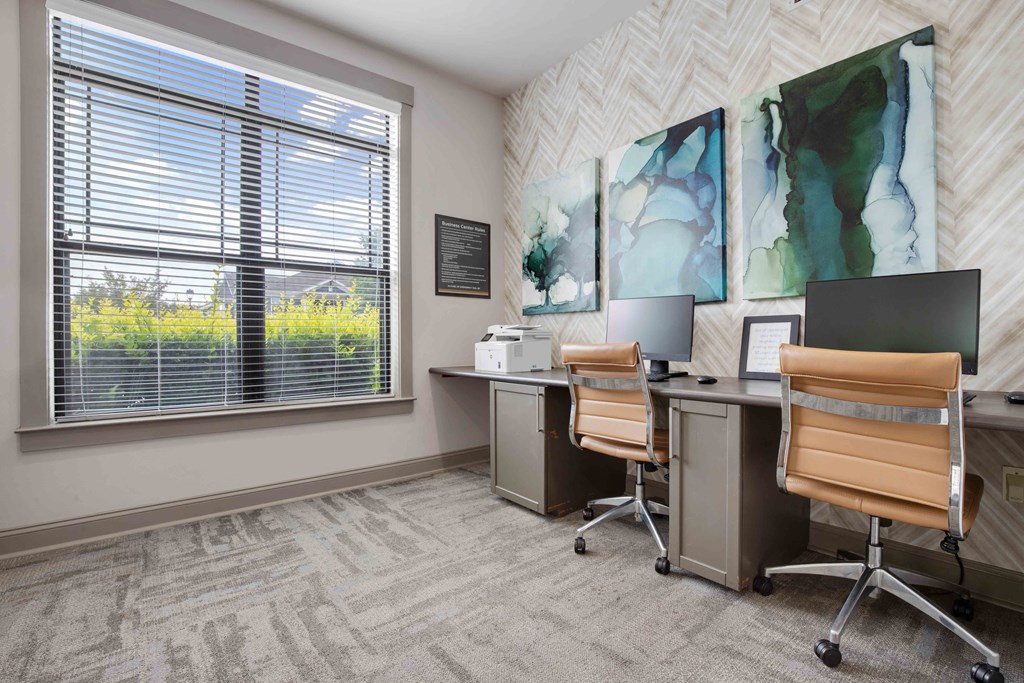 business center with computers and desks