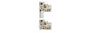 A diagram of a house with three different floor plans.