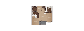 The maroneal 2 bed 2 bath floor plan B1