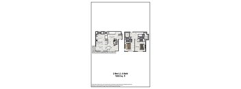 A floor plan for a 2 Bedroom, 2.5 Bath home.