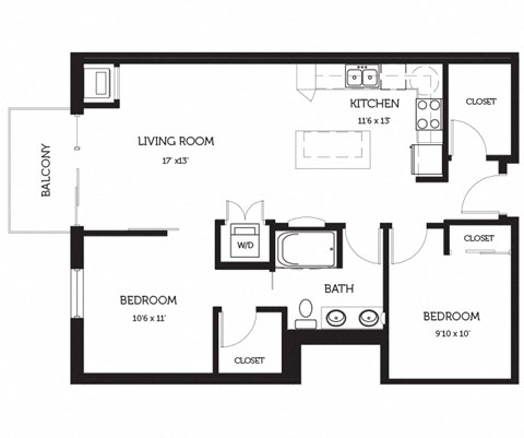 a floor plan of a house with a bedroom and a living room