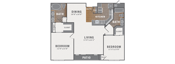 B2, 2 br, 2 ba, 1174 sq. ft.