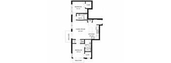 a floor plan of a house with a bedroom and a living room