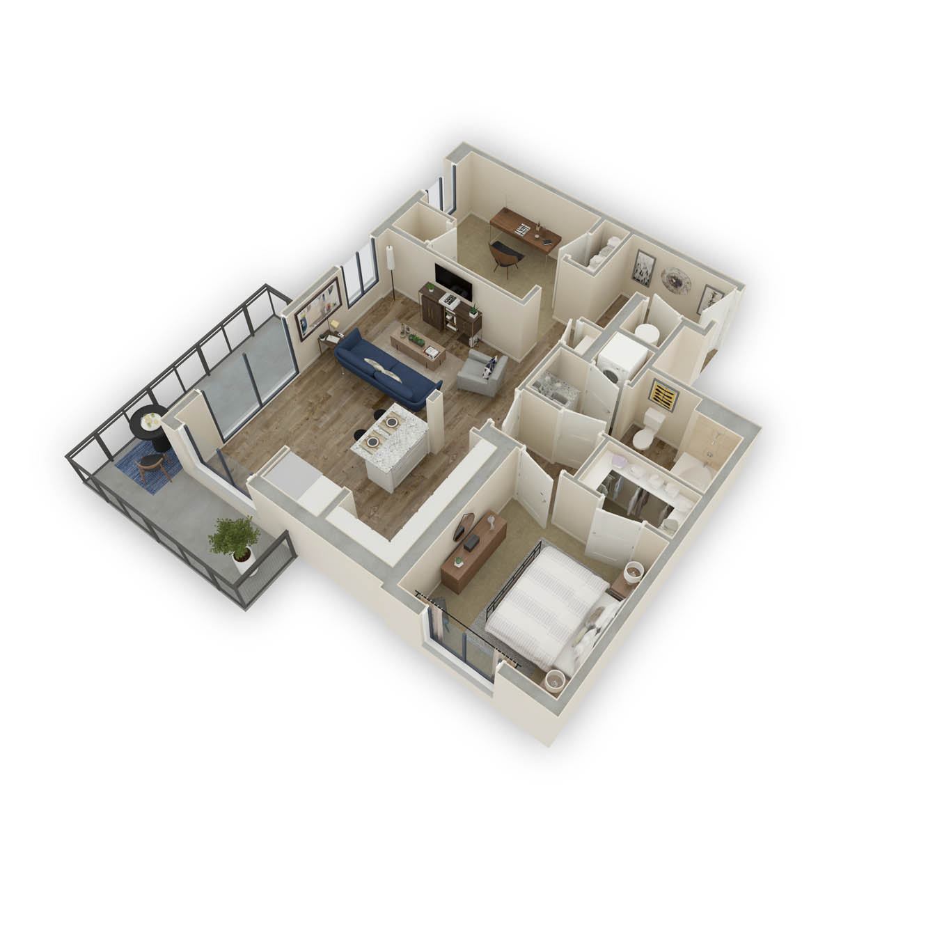2 Bedroom B3, 2 bath floor plan