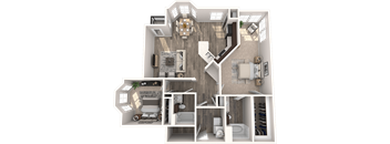 a floor plan of a bedroom with a bathroom and a living room