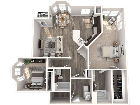 a floor plan of a bedroom with a bathroom and a living room