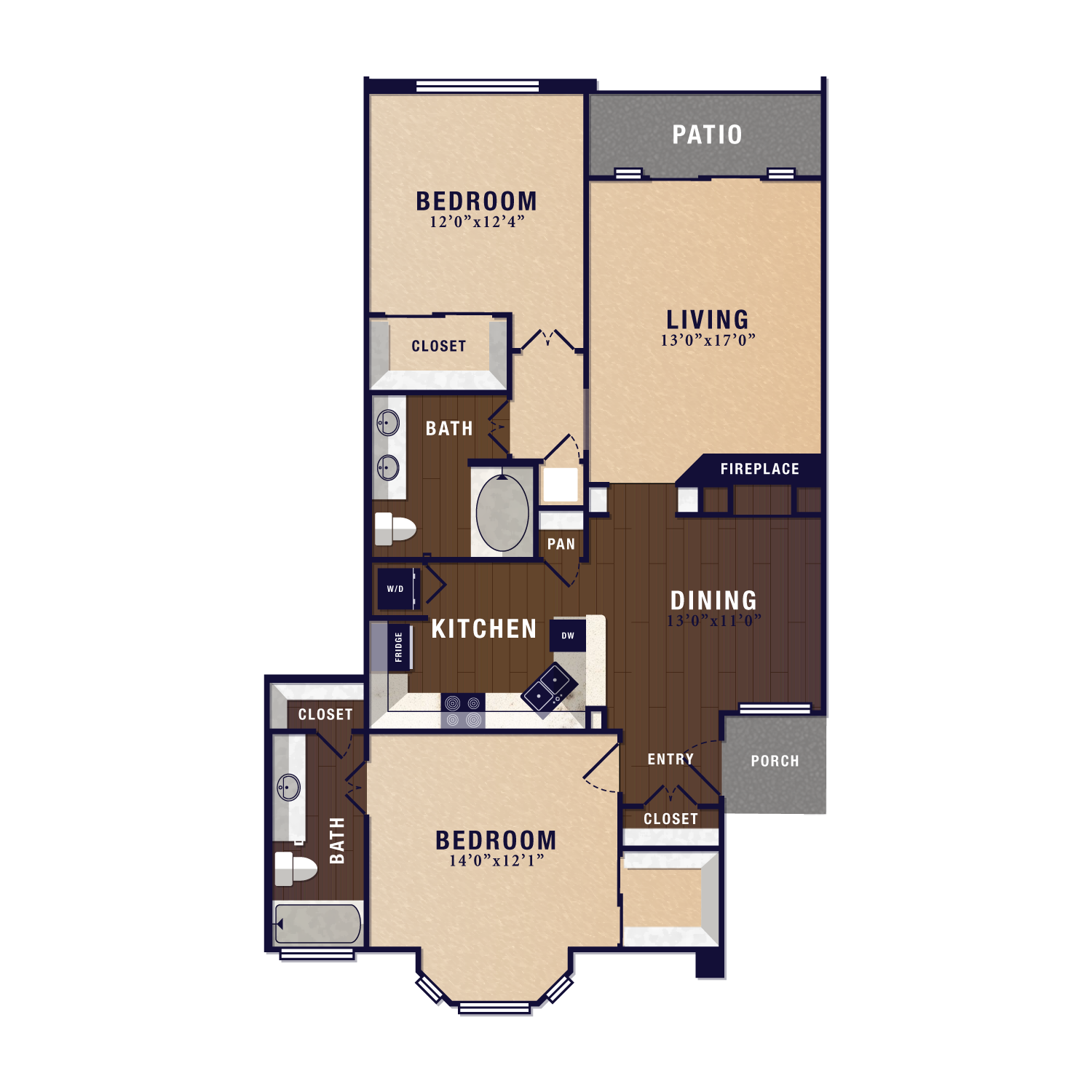 B4, 2 br, 2 ba, 1219 sq. ft.