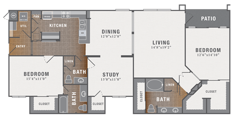 B5 Study, 2 br, 3 ba, 1787 sq. ft.