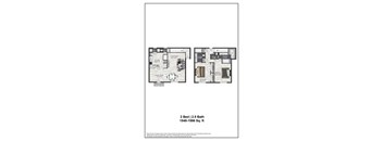 A floor plan for a 2 bedroom, 2.5 bath home sized at 1548-1586 square feet.