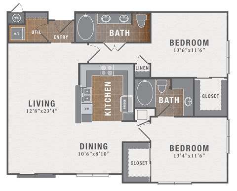 B6, 2 br, 2 ba, 1215 sq. ft.