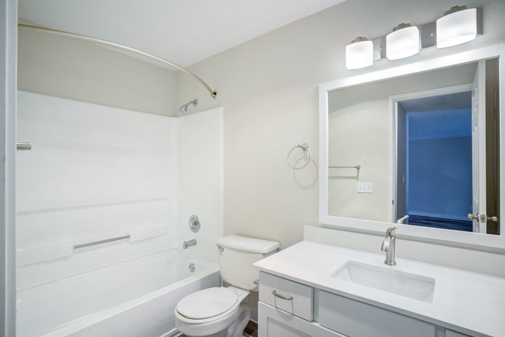 a bathroom with a sink toilet and bathtub