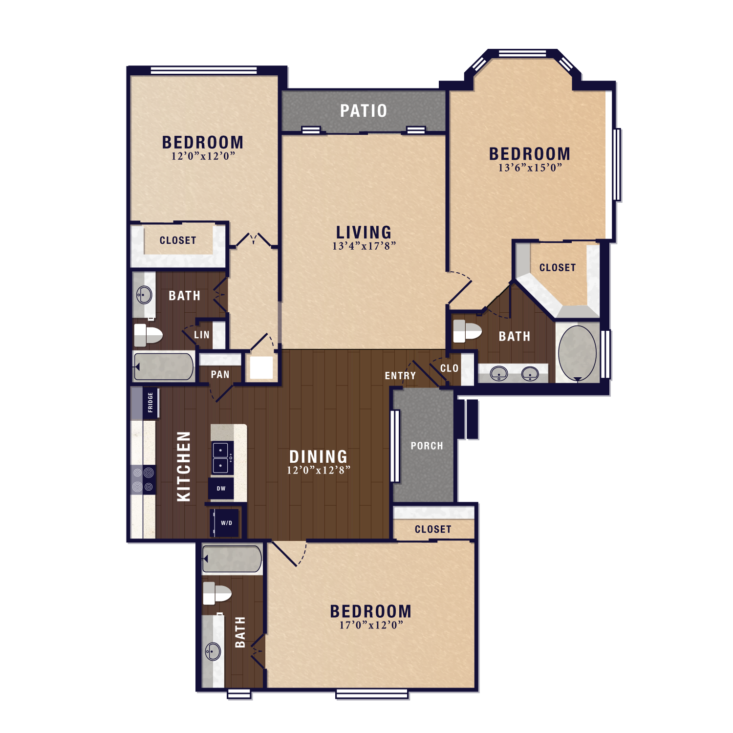 C1, 3 br, 3 ba, 1560 sq. ft.