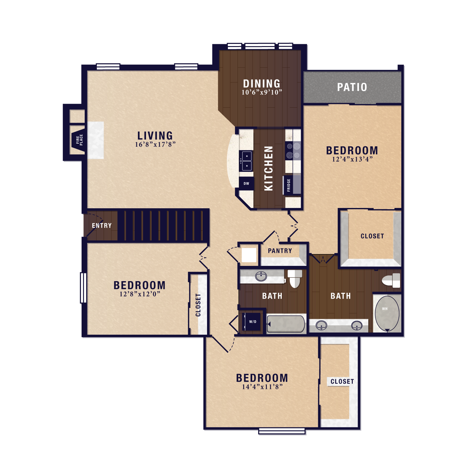 C2, 3 br, 2 ba, 1617 sq. ft.