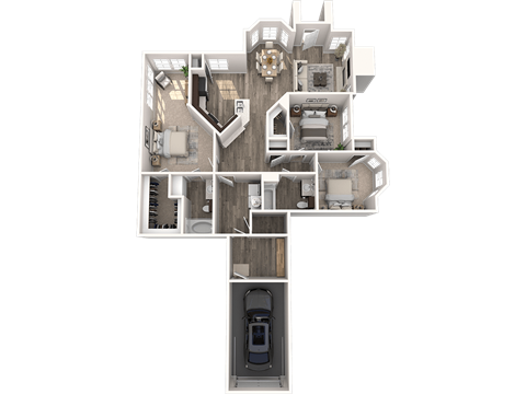 a floor plan of a house shaped like a cross