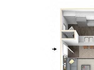 1 bed 1 bath floor plan A1