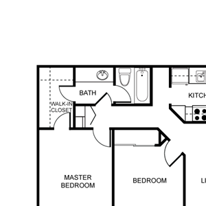 2 Bed 1 Bath floorplan 2 Bed 1 Bath floorplan