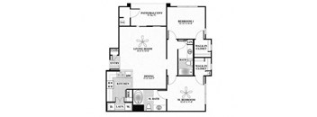 A black and white image of a house floor plan.