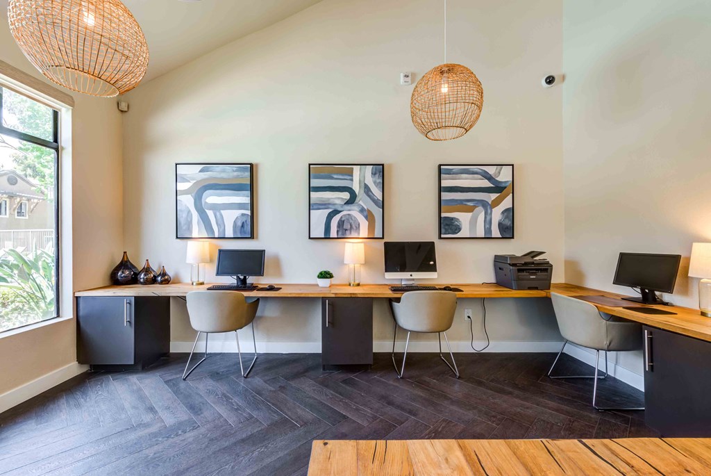 business center with computers