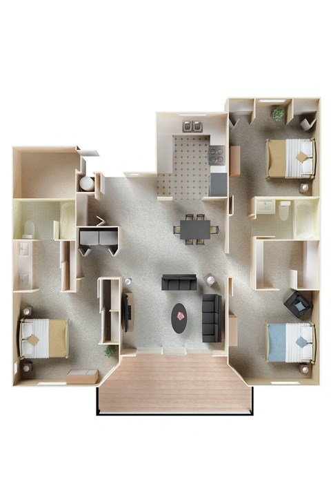 Larkspur Courts apartments in Larkspur California photo of Three Bedroom Two bathroom floorplan