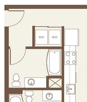 Floorplan-Two bedroom with patio with 11' ceilings-Two Bedroom D1 Floorplan-Two bedroom with patio with 11' ceilings-Two Bedroom D1