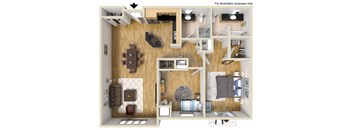 a 3d drawing of a living room with a wood floor