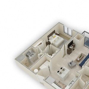 3d C1 2 bed 2 bath floor plan
