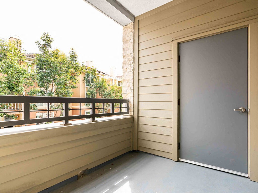 Pet Friendly Apartments in Redwood City CA - Franklin 299 - Private Balcony with Storage and Iron Railing