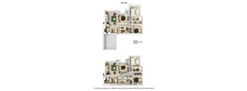 A diagram of an alternate garden floor plan for a 3 bedroom, 2 bath property.