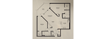 A black and white image of a house floor plan.