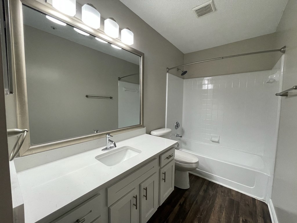 a photo of the bathroom of a 560 square foot, 1 bedroom apartment at the bilt