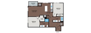 a floor plan of an apartment with a bedroom and a living room