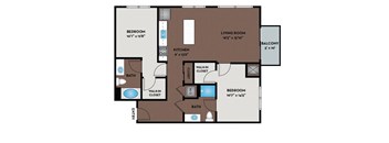 a floor plan of an apartment with a bedroom and a living room