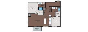 a floor plan of an apartment with a bedroom and a living room