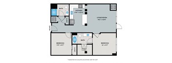 a floor plan of a bedroom floor plan with a bathroom and a living room