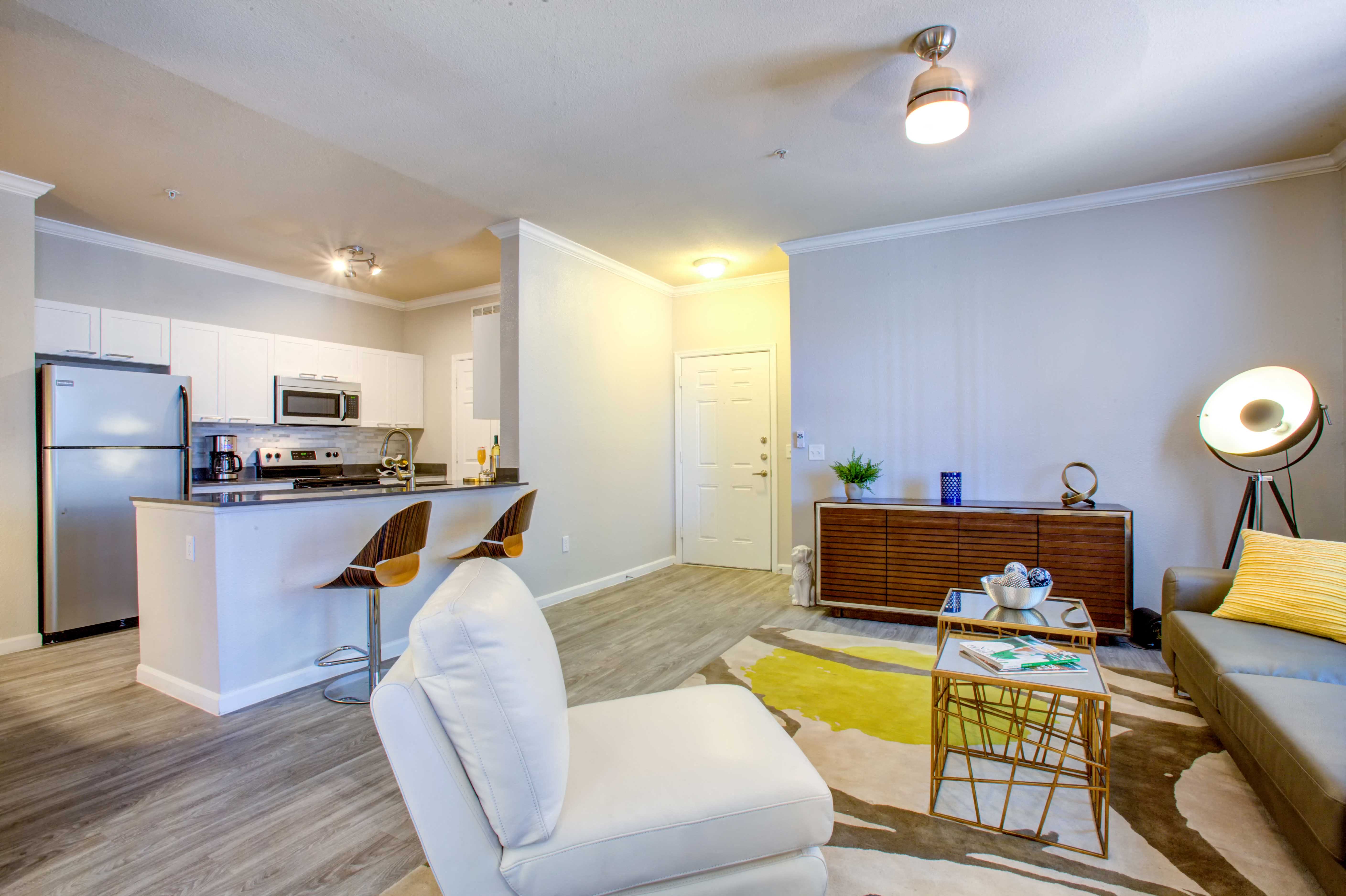 1-Bedroom Apartments in North Phoenix - Ironhorse at Tramonto - Modern Living With Stylish Decor, Wood-Style Flooring, and Access to the Kitchen
