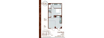 a floor plan of a house with a bedroom and a living room