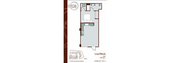 a floor plan of a house with a bedroom and a living room