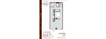 a floor plan of a house with a bedroom and a living room