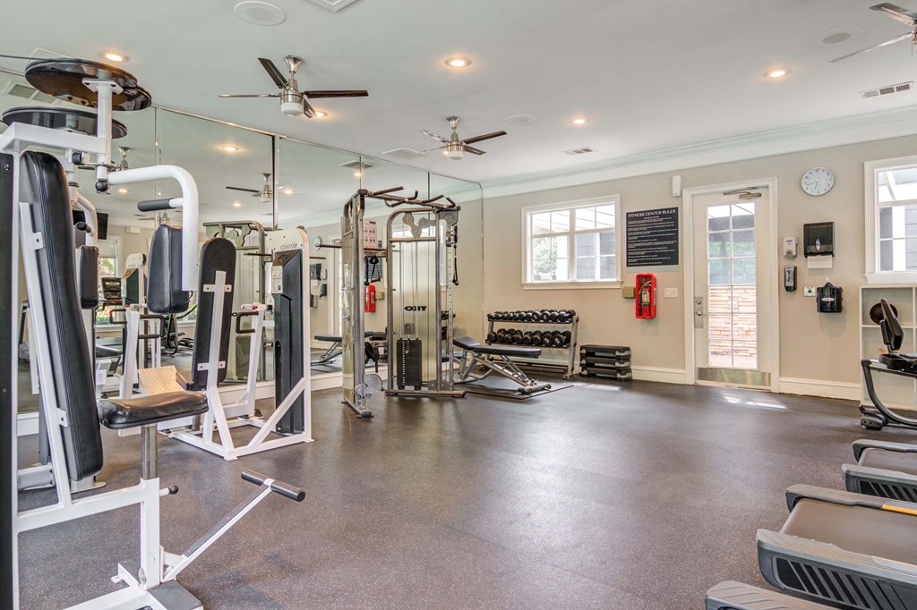 Apartments In Woodstock for Rent – Lea Woodstock – fitness center with Strength Training Equipment
