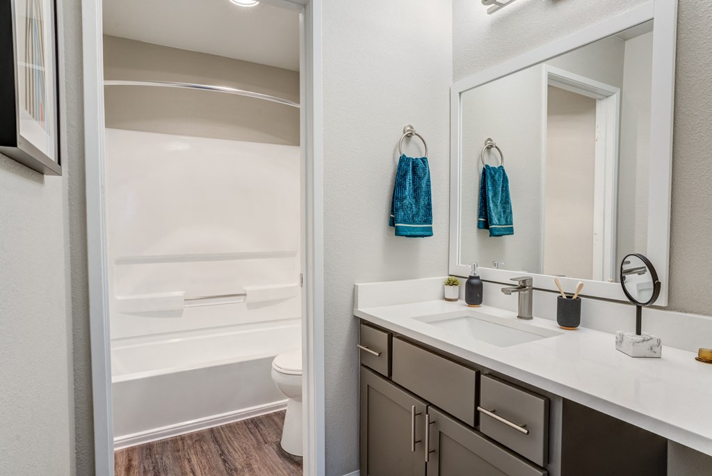 our apartments offer a bathroom with a shower and tub