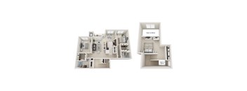 A diagram of a two-story apartment layout.