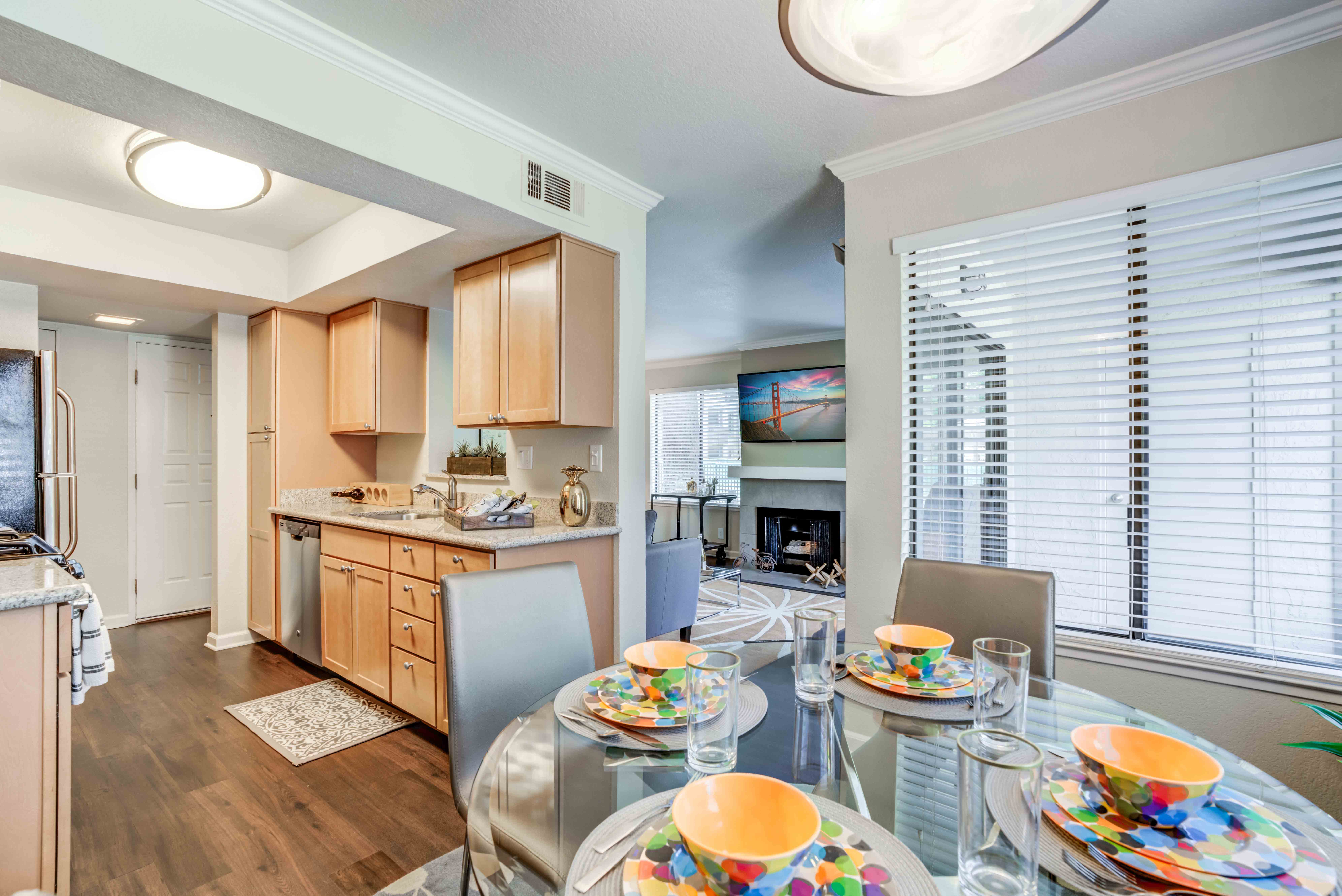 Spacious kitchen and dining room area