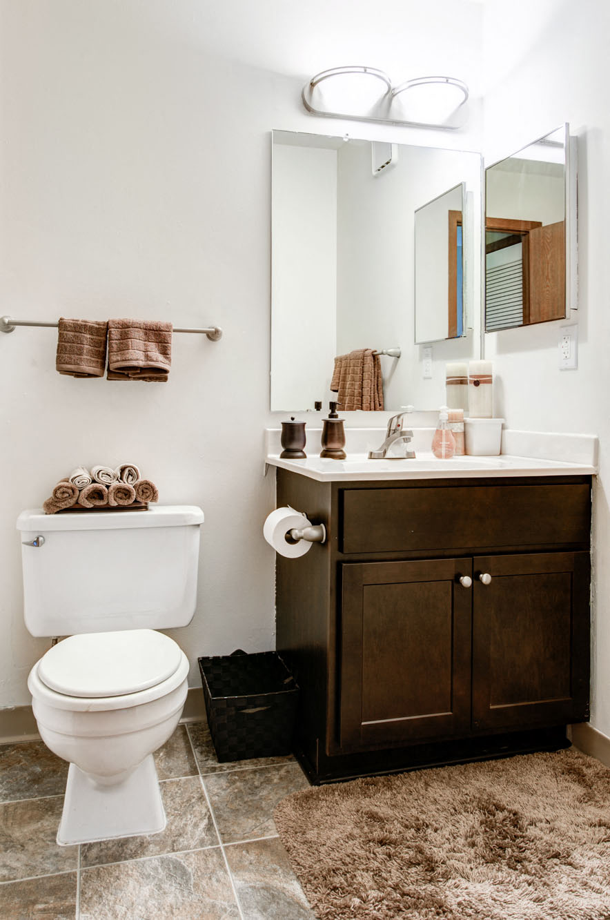 bathroom with updated materials