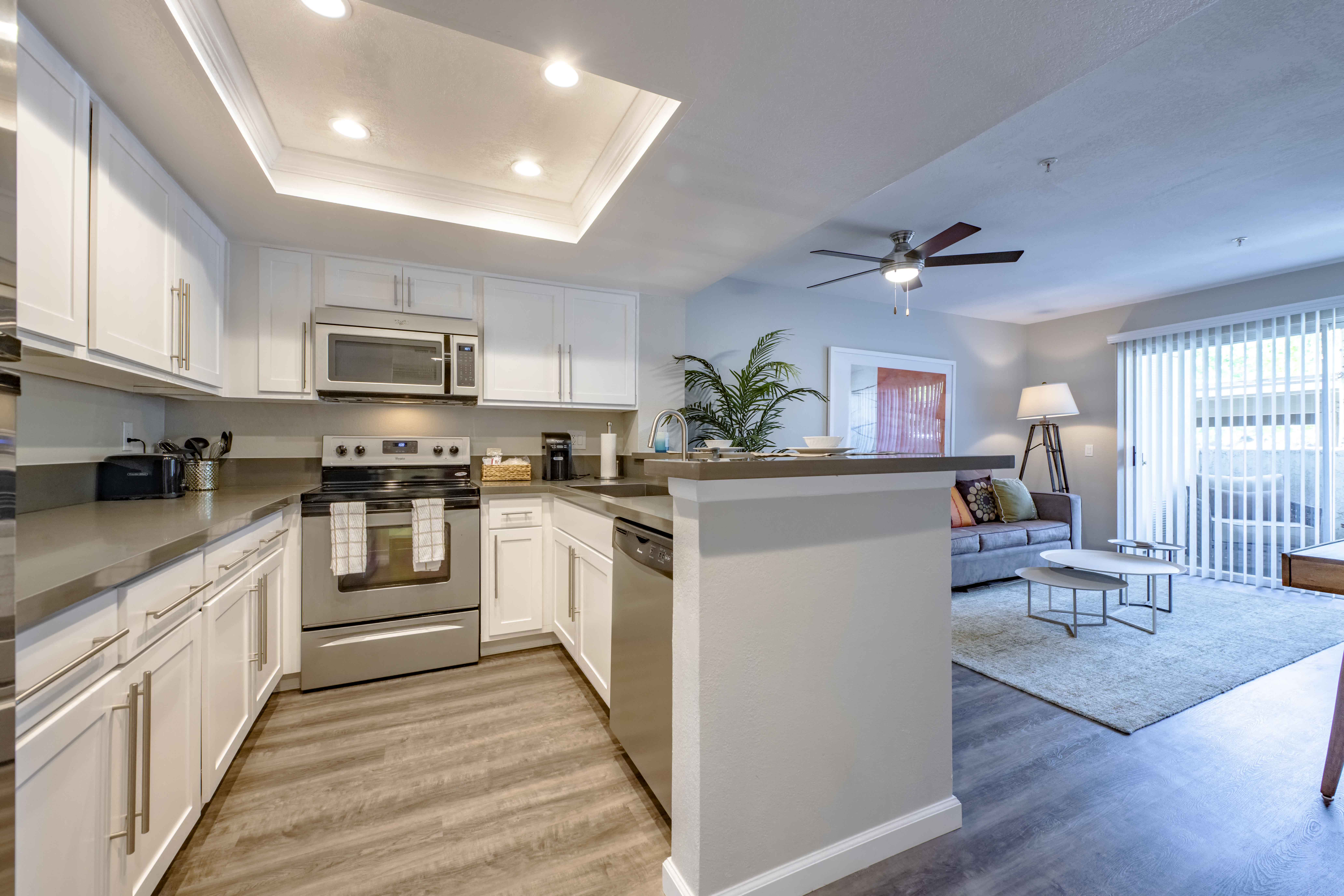 open living room & kitchen area